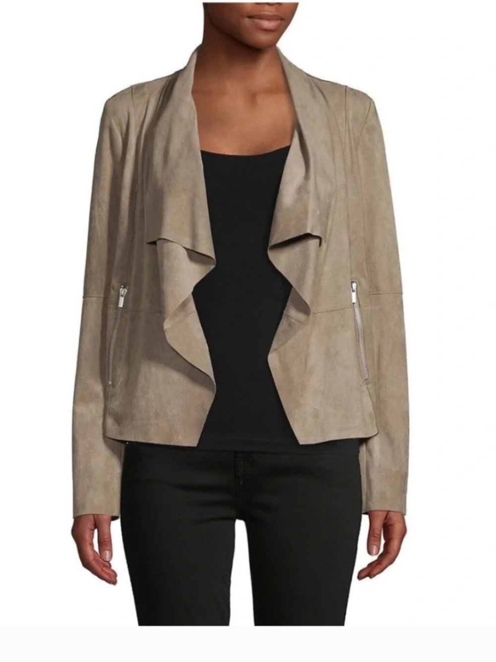 Bagatelle Waterfall Faux Suede Jacket, Size Large